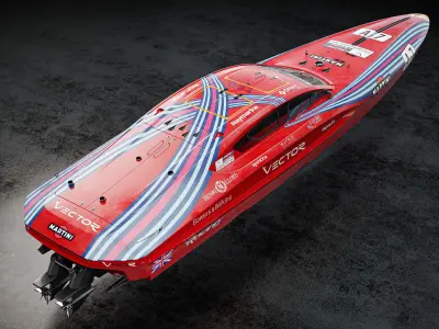 High Quality Vector V40R Martini x Porsche offshore powerboat 3D model