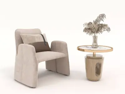 Modern Coffee Table and Armchair Set 45 3D model