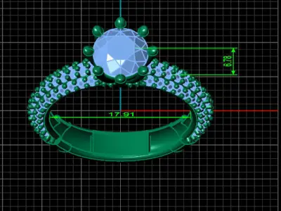 STL 3DM Print Ready Women Diamond Ring Lightweight Printable  3D print model 178