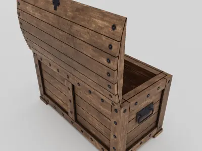 Chest wooden Low-poly 3D model