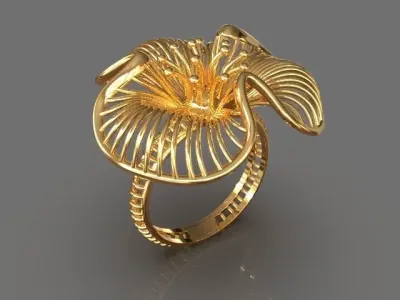 Flower ring 3D print model