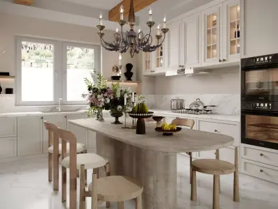 Livingroom and Kitchen 3D model