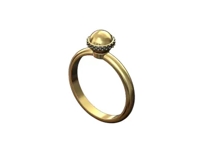 Diamond 6mm gold ball ring US size 5to9  3D print model