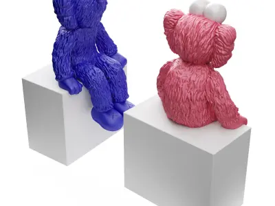 KAWS BFF Sitting sculpture Low-poly 3D model