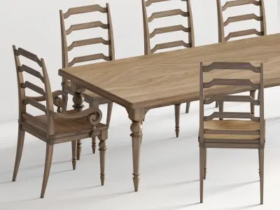 Classic Dining Table for 8 3D model