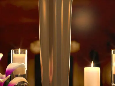 tableware calla lily centerpiece with candles 3D model