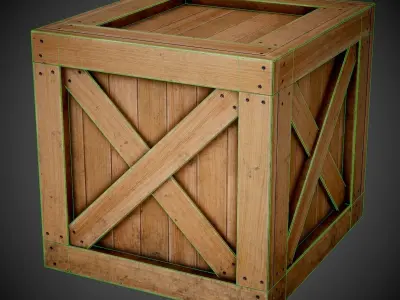 Realistic wooden box PBR Game-Ready Low-poly 3D model