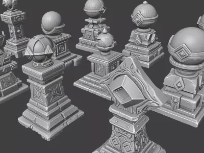 Stylized Mystical Pillars  3D model