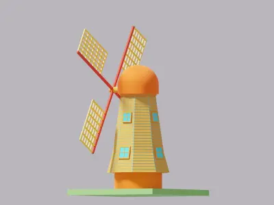 Cartoon Simple Windmill Low-poly 3D model