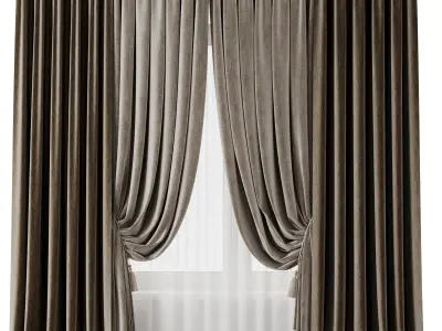 Classic Curtains And Silk Curtain 002 3D model