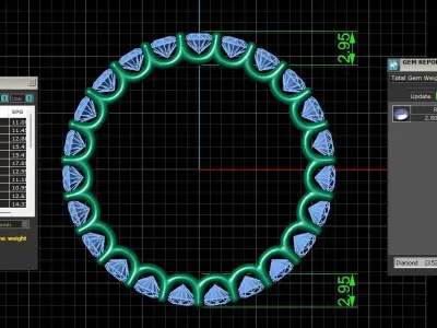 U Shaped Eternity Ring 2 point 8 mm stone size swiss 18 and EU58 3D print model