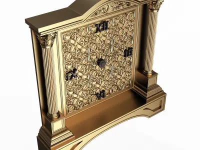 Classic Clock 016 Gold Low-poly 3D model