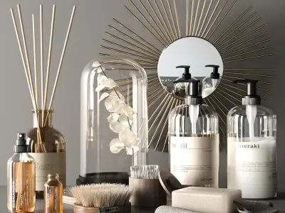 Elegant bathroom accessories 3D model