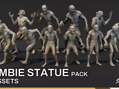 Zombie Statue Pack Low-poly 3D model