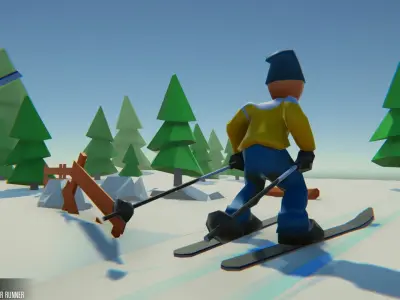 Ski - Props for Winter Runner Low-poly 3D model