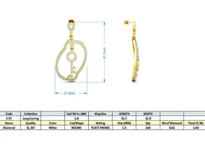 Women Earrings 3dm STL OBJ FBX Render Details 3D print model 9