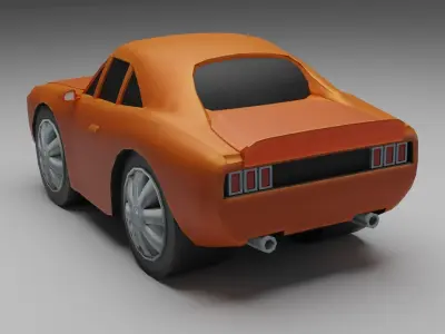 Cartoon Muscle Car 3D Low-poly 3D model