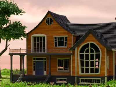American Style Cottage Exterior 12 3D model