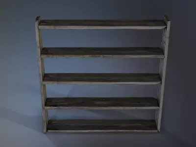 Wooden Shelves Low-poly 3D model