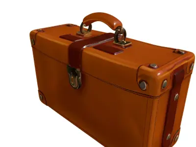Vintage Leather Briefcase Travel Trunk Low-poly 3D model