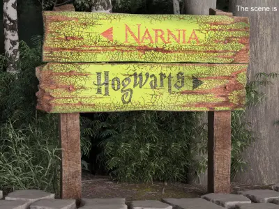 Aged Rustic Wooden Signpost 3D model