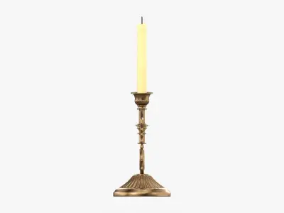 Candlestick with candles antique 02 3D model