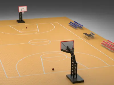Cartoon Basketball Gym 2 Low-poly 3D model