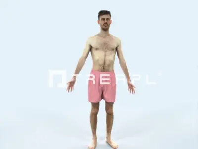 Posture H Beach Animated Rigged Sports Man Low-poly 3D model
