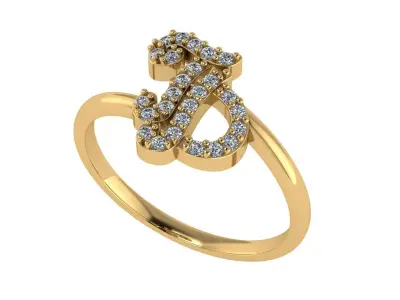 Diamond ring design 3d render - the letter TD 3D print model