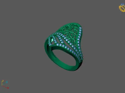 STL 3DM Women Ring Womens Ring Diamonds With Stone Model DP 1000 3D print model