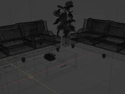 Modern and Elegant Living Room with Furnitures  3D model