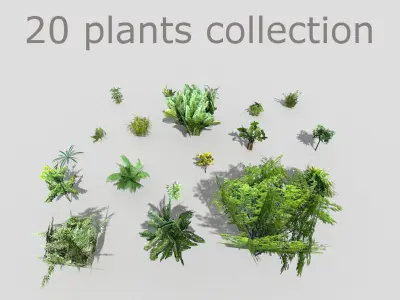 low poly foliage pack Low-poly 3D model