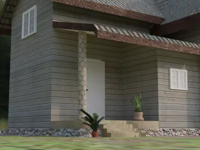 House 3D Lowpoly in woods Low-poly 3D model