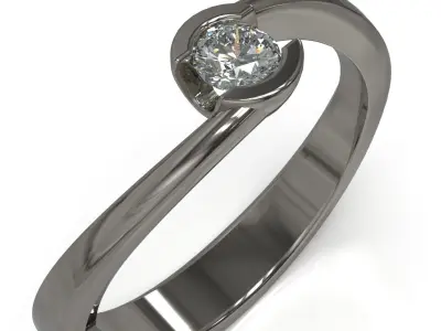 Solitaire ring 015ct 3D print model