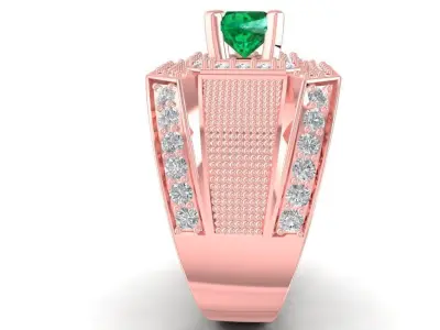 Luxury Emerald Diamond Men Ring 2213 3D print model