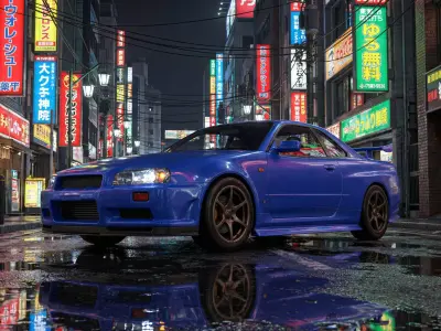 JDM Icon Nissan Skyline GTR R34  The Blue Godzilla 3D model