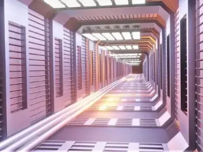 Tunnel corridor in spaceship 3D model