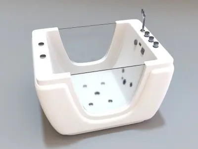 Jacuzzi bath tub with two faucets Low-poly 3D model
