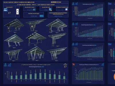 Solar Carport Energy Generation Simulation 3D model