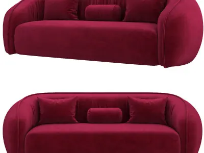 Louna Plush Sofa 3d model Low-poly 3D model