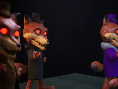 Spooky Foxytronic- Rigged and Animated Low-poly 3D model