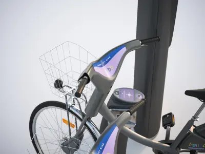 Futuristic bikes on a rack 3D model