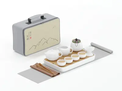 Gongfu Cha Tea Ceremony Set 12 Piece Travel 3D model