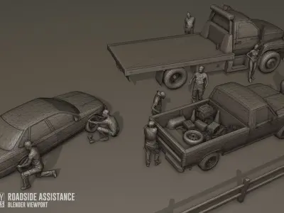 Roadside Assistance Low-poly 3D model