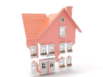 Charming Pink Dollhouse Model Pack Low-poly 3D model