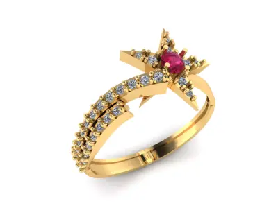 LUXURY STAR DESIGN RING 3D PRINTABLE MODEL 3D print model