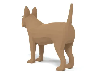 Low Poly Cartoon Yorkshire Terrier Dog Low-poly 3D model