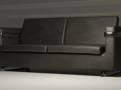Black Leather Sofa 3D model