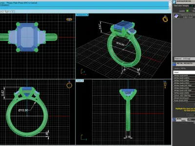 Three Stone Emerald Wedding Ring 3D print model purchase