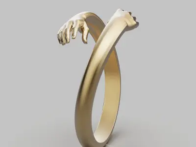 Hands ring  printable gold jewelry printable 3D model 3D print model
